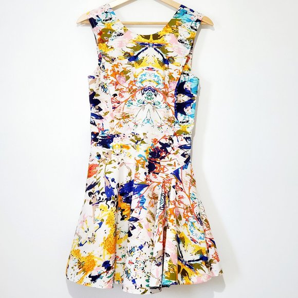 Rebecca Minkoff Abstract Flare Dress Sz 4 - Picture 1 of 8